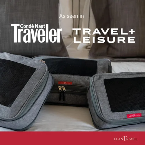 Miniatura 5 de LeanTravel Juego de 6 cubos de compresión para viajes, color gris, doble cremallera