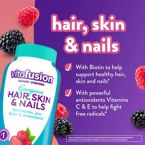 Miniatura 4 de Vitafusion Gorgeous Hair Skin & Nails Multivitamin Plus Power C Vitamina C Gomitas para apoyo inmunológico, 135 unidades y 150