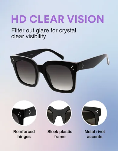Miniatura 10 de zeroUV - Gafas de sol cuadradas retro de moda de gran tamaño para mujer estilo vintage 1.969 pulgadas