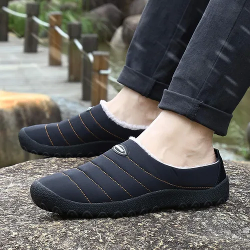Miniatura 8 de UBFEN - Pantuflas cálidas de invierno para hombre y mujer con forro de felpa mullida, zapatos de casa con suela de goma antideslizante