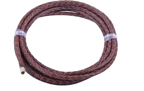 Miniatura 15 de KONMAY 2 yardas 8.0mm Cordón redondo de cuero trenzado auténtico marrón antiguo para corbata de bolo