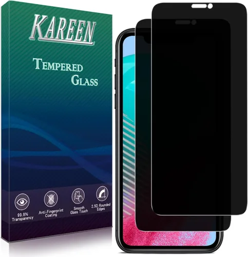 KAREEN Paquete de 2 protectores de pantalla de privacidad para iPhone 11 Pro, XS, X de 5.8 pulgadas, película de vidrio templado antiespía privada,