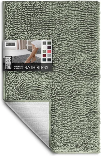 Miniatura 124 de Hearth & Harbor Alfombras de baño, tapete de baño de chenilla - Alfombras de baño lavables a máquina para baño con respaldo antideslizante de goma