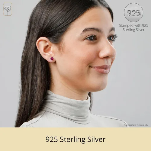 Miniatura 2 de Tienda Collection 925 Sterling Silver Cushion Cut Birthstone Stud Earrings for Women