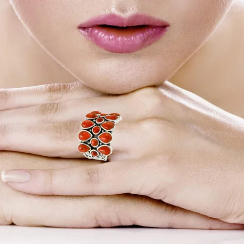 Miniatura 2 de Anillo turquesa de plata de ley 925, piedras preciosas auténticas, tamaño 6 a 11 (elige el color)
