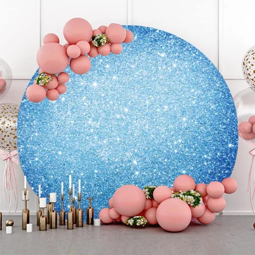 Miniatura 2 de Leyiyi Cubierta de fondo redonda con purpurina azul de 3 x 3 pies, cubierta de fondo circular azul con luz de estrellas para niñas, mujeres