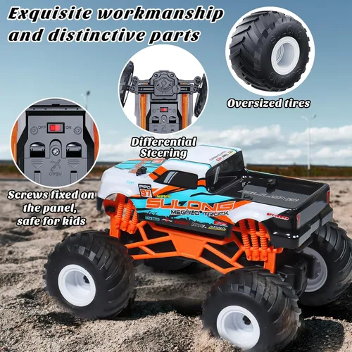 Miniatura 5 de Camión monstruo RC a escala 1:16 - Camión todo terreno de 2.4GHz para niños de 4 a 12 años, camión RC todoterreno de 20 Km/h, regalo de Navidad