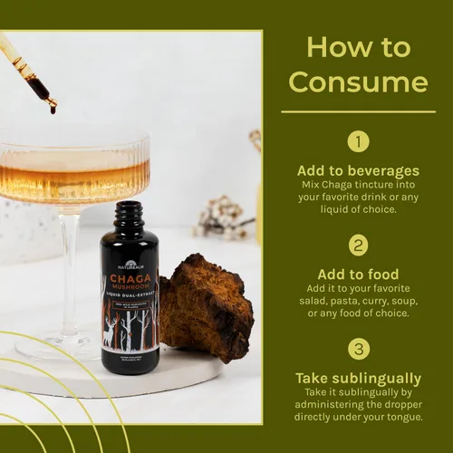 Miniatura 4 de Naturealm Chaga - Tintura de extracto de hongos - Gotas líquidas orgánicas de doble extracto - Suplemento herbario antioxidante - Inflamación, apoyo