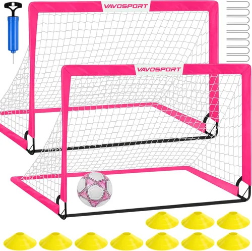 Miniatura 17 de Juego de porterías de fútbol para niños para patio trasero – 2 de 4 x 3 pies, equipo portátil de entrenamiento de portería de fútbol, red de fútbol