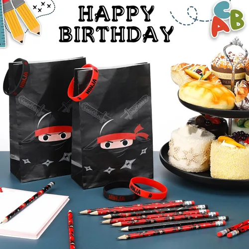 Miniatura 2 de Nezyo 24 lápices ninja para niños, lápices de karate ninja con borrador, decoraciones de fiesta de cumpleaños para regalo de regreso a la escuela