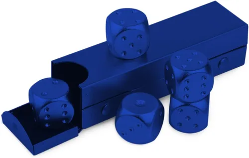 DS. DISTINCTIVE STYLE Dados de aleación de aluminio 5 piezas 16 mm, dados de metal portátiles con estuche, dados de 6 caras para juego de fiesta