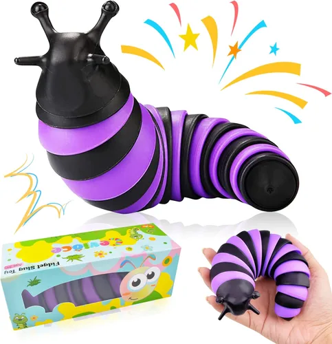 Miniatura 10 de Cevioce Juguete Fidget de Babosa, Juguete Sensorial Fidget de Babosa para Niños y Adultos, 2 Piezas de Lindos Juguetes Sensoriales Articulados en 3D