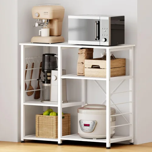 Miniatura 2 de SDHYL Barra de café, soporte para microondas de 35 pulgadas con 4 estantes de almacenamiento, estantes de cocina, estantes organizadores