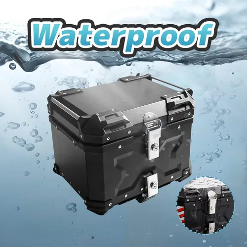 Miniatura 5 de Maletero Universal para Motocicleta, Caja Superior de 45L, Baúl Trasero para Motocicleta, Estuche de Almacenamiento con Respaldo, Cerradura de Negro