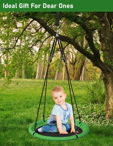 Miniatura 7 de Juego de columpio de árbol de platillo de 24 pulgadas para niños y adultos, asiento de columpio volador ajustable para patio trasero o patio