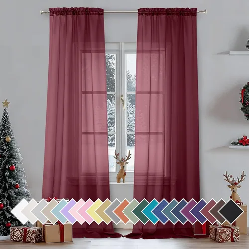 Miniatura 110 de Aiyufeng 2 paneles de cenefa transparente negra de 14 pulgadas de largo, cortinas cortas negras transparentes para dormitorio, cortinas de cocina