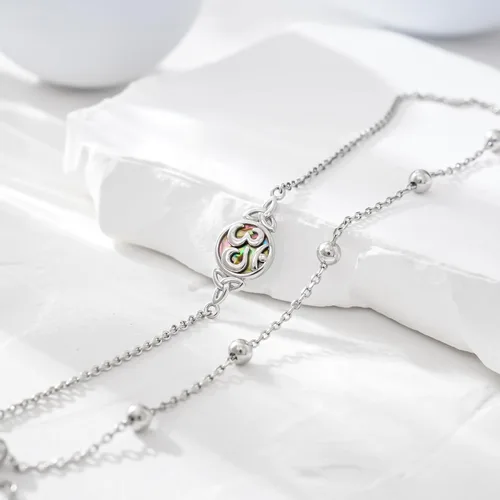 Miniatura 29 de CHIC & ARTSY Tobilleras delicadas de plata de ley S925 para verano, pulsera de tobillo ajustable multicapa para playa, joyería de pie para mujer