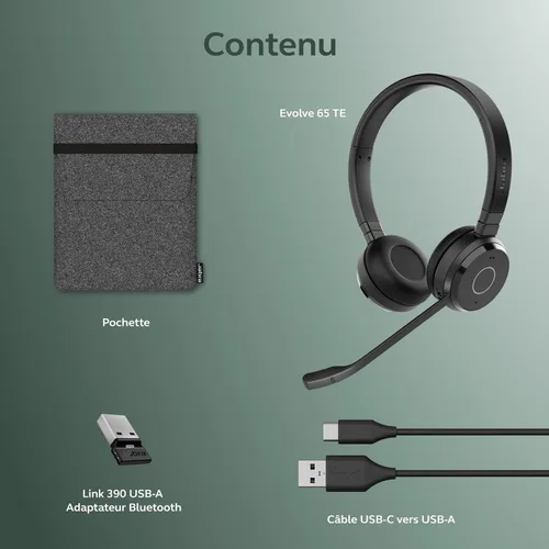Miniatura 9 de Jabra Evolve 65 TE - Auriculares inalámbricos estéreo USB-A MS / auriculares de música
