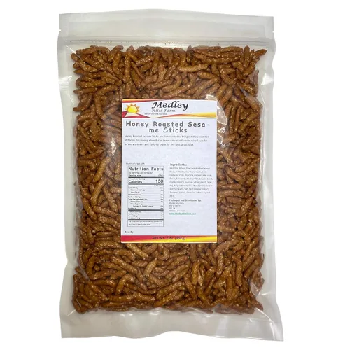 Palitos de sésamo asados con miel, palitos de sésamo 2 libras a granel delicioso y fresco aperitivo "Hecho en los Estados Unidos"