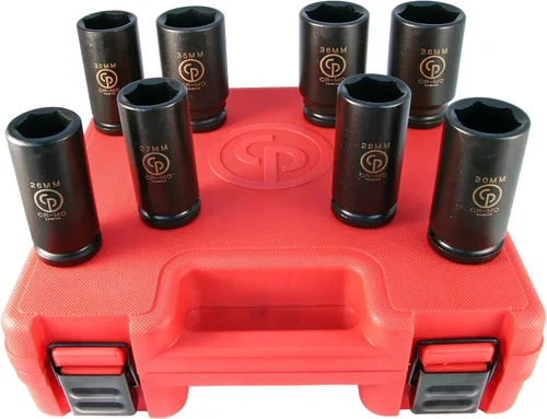 Miniatura 15 de Chicago Pneumatic SS814D - Unidad cuadrada de 1 pulgada, métrica profunda, 6 puntos, juego de llaves de impacto (4 piezas)