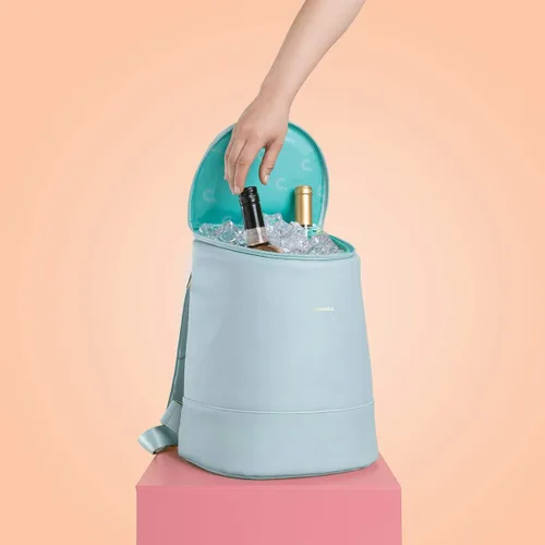 Miniatura 9 de Corkcicle EOLA Mochila enfriadora, bolsa aislante impermeable y a prueba de fugas, perfecta para vino, cerveza y bolsas de hielo Verde mar