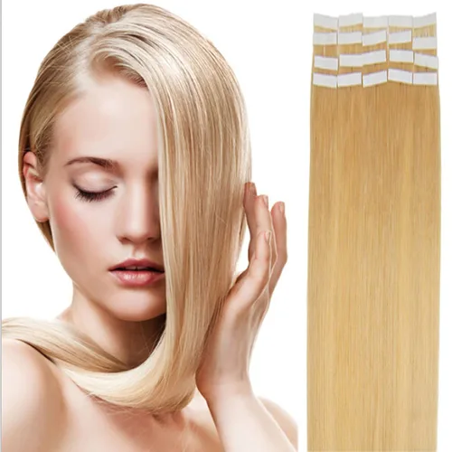 Miniatura 60 de Extensiones de cabello humano Remy con cinta adhesiva sin costuras (16 pulgadas, 10 unidades, rubio ceniza)