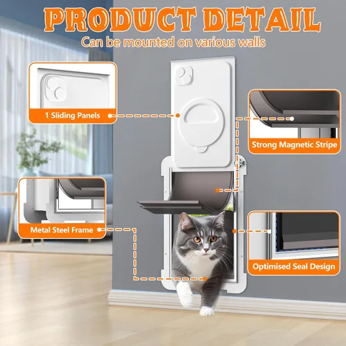 Miniatura 2 de MIAOTONG Puerta de gato para pared, puerta de perro de sellado mejorado para pared, puerta de doble solapa para perros, puerta de perro y gato