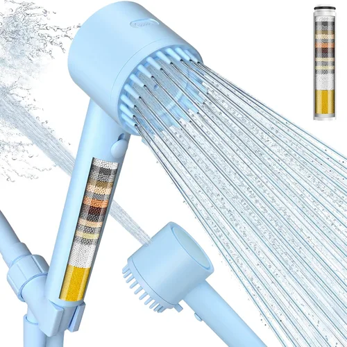 Miniatura 13 de Cobbe Ion Drops - Cabezal de ducha filtrado con mano, cabezal de ducha 4+1 modo de pulverización con filtros, lavado eléctrico integrado para agua