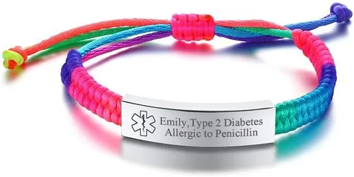 VNOX Pulsera de identificación de alerta médica de emergencia con grabado personalizado gratuito para mujeres, hombres y niños, 4-9 pulgadas