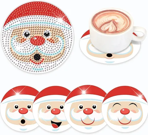 Miniatura 13 de Kit de 8 posavasos de pintura de diamante con soporte, posavasos de gnomo 5D de diamante, manualidades de arte de diamante, posavasos de diamante 8