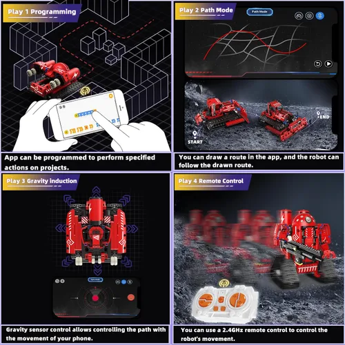 Miniatura 3 de Juguetes Robot STEM para Niños de 8 a 14 Años, Control Remoto 5 en 1 y Juguetes Robot Programables por APP - Kit Educativo de Ciencias de Robot rojo
