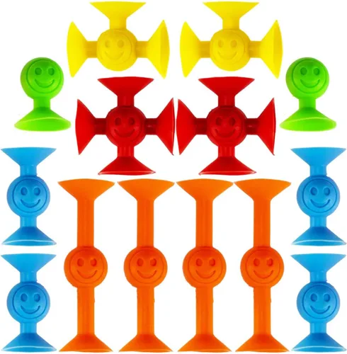 Miniatura 2 de JA-RU Mini apiladores de succión (1 paquete, 14 piezas cada uno) - Juguetes coloridos con ventosa para niños de 4 a 8 años en adelante Juguetes