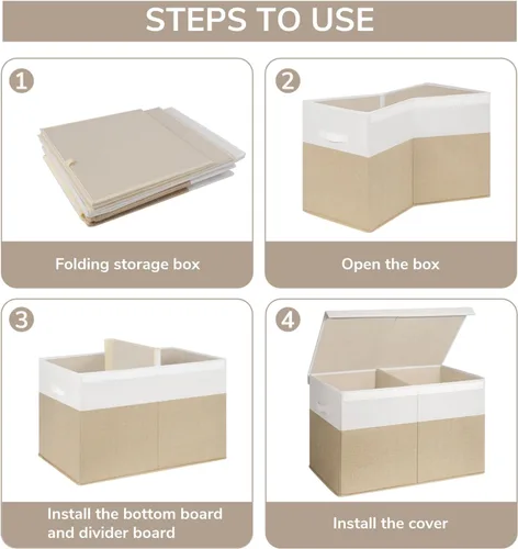 Miniatura 8 de INDRESSME Caja de juguetes de 25 x 13 x 16 pulgadas, organizador de almacenamiento de juguetes con tapa, plegable, resistente, contenedor