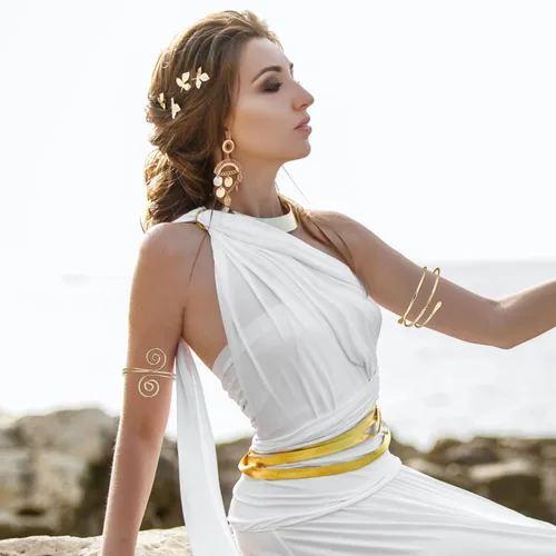 Miniatura 2 de Long tiantian Greek Goddess Headband for Women Halloween Costume Accessories Set Snake Arm Bracelet Gold Upper Arm Cuff Golden Leaf Headband Greek