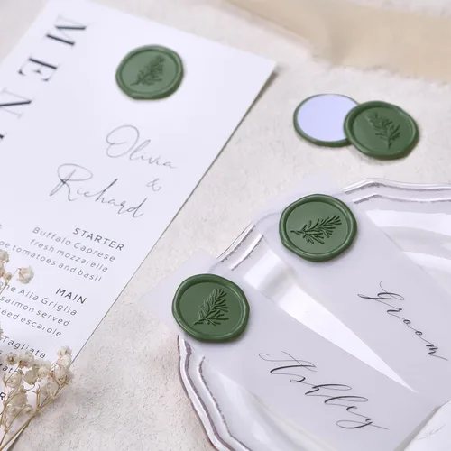 Miniatura 6 de UNIQOOO Sello de cera de romero botánico de plantas verdes para bodas, ideal para sobres de tarjetas, invitaciones, paquetes de vino, correos