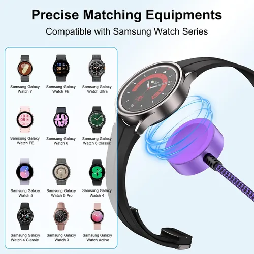 Miniatura 3 de Cargador Galaxy Watch 8 para Samsung Galaxy Watch 8 Classic/8/FE/7/Ultra/6/6 Classic/5 Pro/5/4/3/Active2/Active, cable de carga rápida USB, cargador