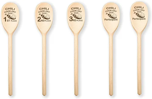 Miniatura 12 de Chili Cook Off Spoon Premio Personalizado Trofeo de Chili de Madera Premio Campeón de Cocina 1er 2do 3er Lugar Mejor Postre Personalizado Nombre