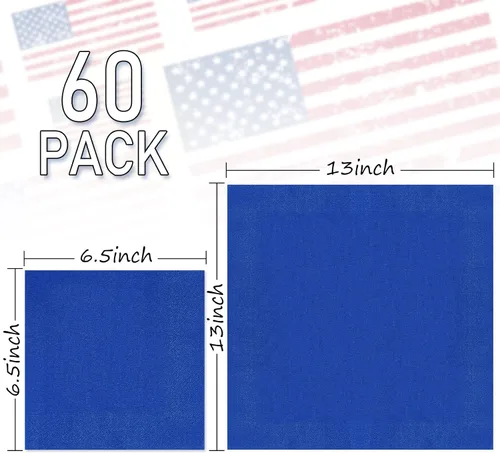 Miniatura 2 de Whaline Servilletas patrióticas de 6.5 x 6.5 pulgadas, color rojo, azul y blanco, servilletas desechables coloridas del 4 de julio, servilletas
