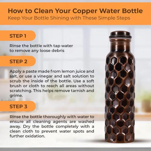 Miniatura 5 de Botella de agua de cobre 100% puro para beber 34 onzas, extra grande, recipiente de cobre ayurvédico para beber, beber, yoga, fitness e hidratación
