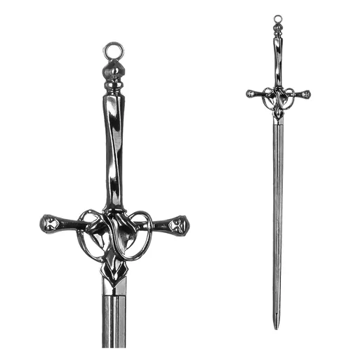 Miniatura 3 de Paquete de 2 pines de metal gris espada negra Wicca Witch Hair Stick Slide Renaissance Festival Hair Acceossories para mujeres 10