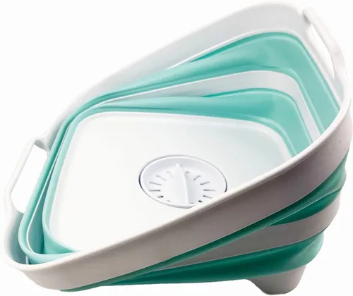 Miniatura 6 de SAMMART Sartén de plástico plegable de 10 L (2.6 galones) con tapón de drenaje, tina de lavado portátil, bañera plegable, almacenamiento de cocina