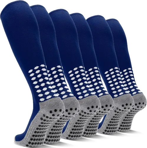 Miniatura 11 de 3 pares de calcetines de fútbol de agarre para hombre, acolchados, antideslizantes, para fútbol, baloncesto, deportes, hasta la rodilla, calcetines