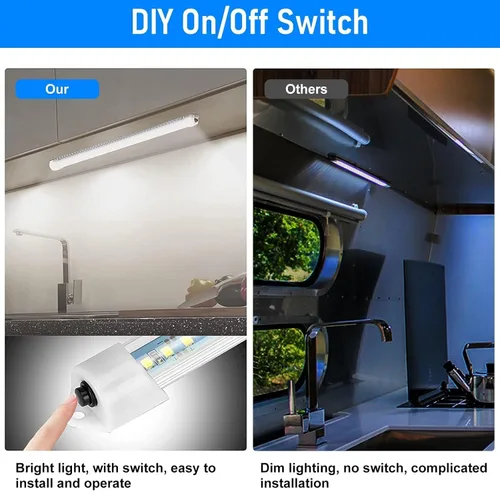 Miniatura 3 de Linkstyle 2PCS Barra de Luz LED Interior de 12V, Tira de Luz Delgada de 48 LEDs con Interruptor, Lámpara de Iluminación Blanca de 6500K