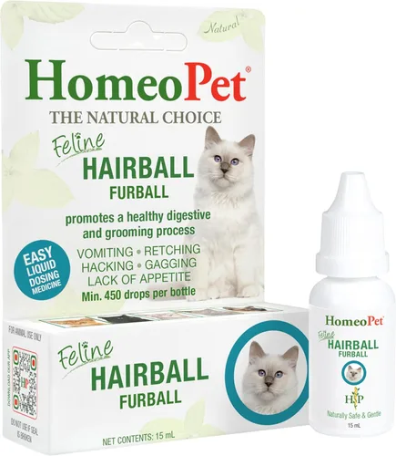 HomeoPet Feline Hairball Furball Suplemento seguro y natural para gatos, alivio de bolas de pelo de gato, 0.5 fl oz
