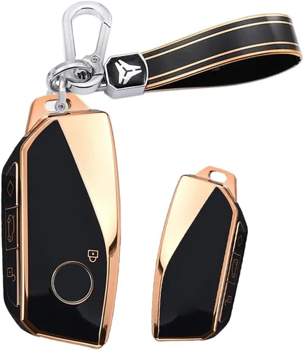 Miniatura 12 de Funda para llavero para BMW Serie 7 X7 IX i7 XM 760i 2023 para BMW IX Accesorios con llaveros Smart Remote Auto Key Llavero de cuero (negro)