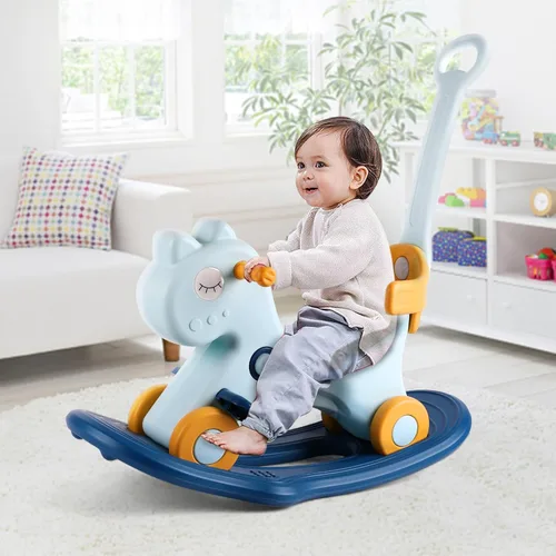 Caballo mecedor 4 en 1 para niños pequeños de 1 a 3 años, juguete mecedor para bebé, divertido regalo de cumpleaños para niños de 1+ años, juguete