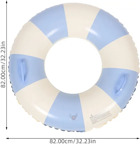 Miniatura 2 de Garneck Anillo de natación inflable de 32.3 pulgadas, diseño retro a rayas, flotante, flotadores de piscina con asas, anillos de PVC para adultos