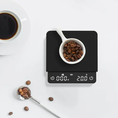 Miniatura 5 de Mini báscula de café con temporizador, báscula de café expreso recargable, báscula de precisión de 0.00 oz para café expreso y café vertido, báscula