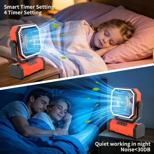 Miniatura 7 de Super RGB Ventilador de camping con luz LED, ventilador oscilante de tienda de campaña de 20000 mAh, ventiladores portátiles recargables con 4