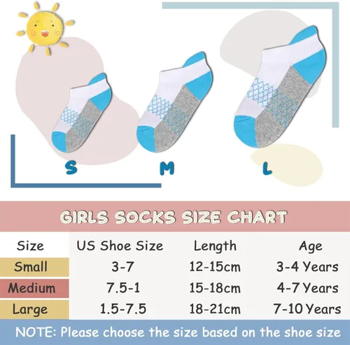 Miniatura 4 de Calcetines para niñas paquete de 6 calcetines atléticos al tobillo para niños suela acolchada calcetines casuales de corte bajo para niños pequeños